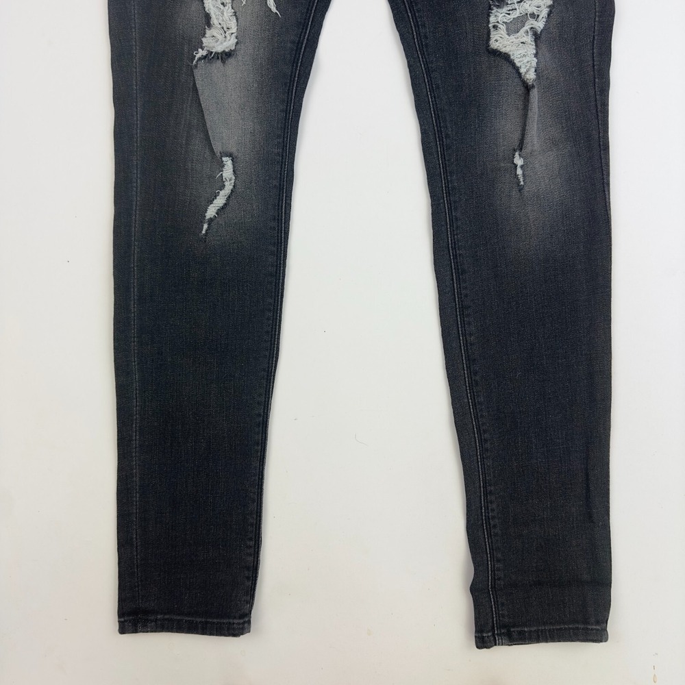 Express Jeans‎ Mia Mid Rise Legging Skinny Gray Distressed Stretch Size 0R - Picture 4 of 12